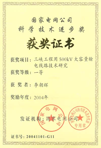 国家电网公司科学技术进步奖
